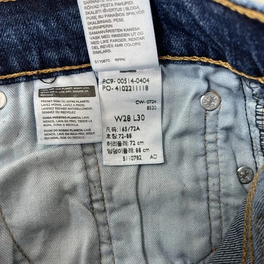 Levis 514 Jeans Mens 28x30 Blue Straight Medium Wash Stretch Denim Grunge NEW